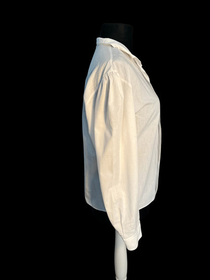 Sara's Choice: Vintage Bluse Landhaus schlicht weiss | Gr. 40 42 L | Dark Alternative