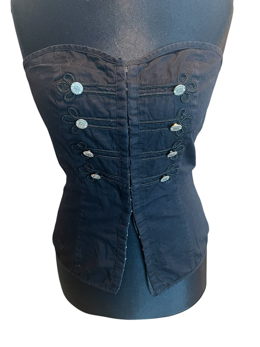 Sara's Choice: Criminal Damage – Korsage Top Knöpfe Schnürung | Gr. L 40 42  | Dark Alternative