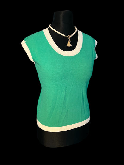 Vintage Set Trixi Schober Twinset Gr S Strickjacke + Shirt Grün 80er 90er Made in Italy 36