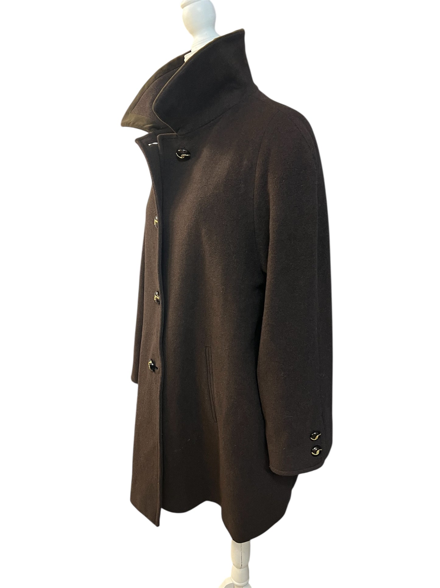 Vintage Wollmantel Braun IT 50 / DE 44 – 46 80% Wolle Made in Italy