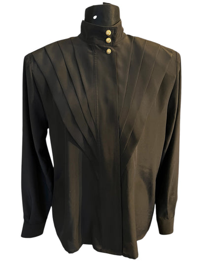 Vintage Alexander Bluse Gr. 40 80er | Schwarz | High Neck | Dark Fashion Statement