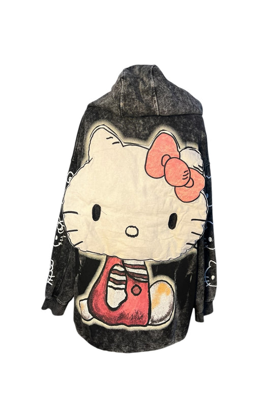XSHY Oversize Zip Hoodie Gr. 38 40 42 grau Hello Kitty Style Y2K
