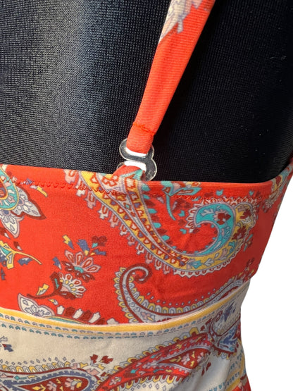 Vintage Alba Moda Kleid 36 38 Y2K Paisley Orange Beach Swim Dress Bodycon Badekleid