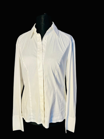 Riani Bluse Damen 40 M Weiß Tailliert Clean Minimalist Premium Basic y2k Old Money