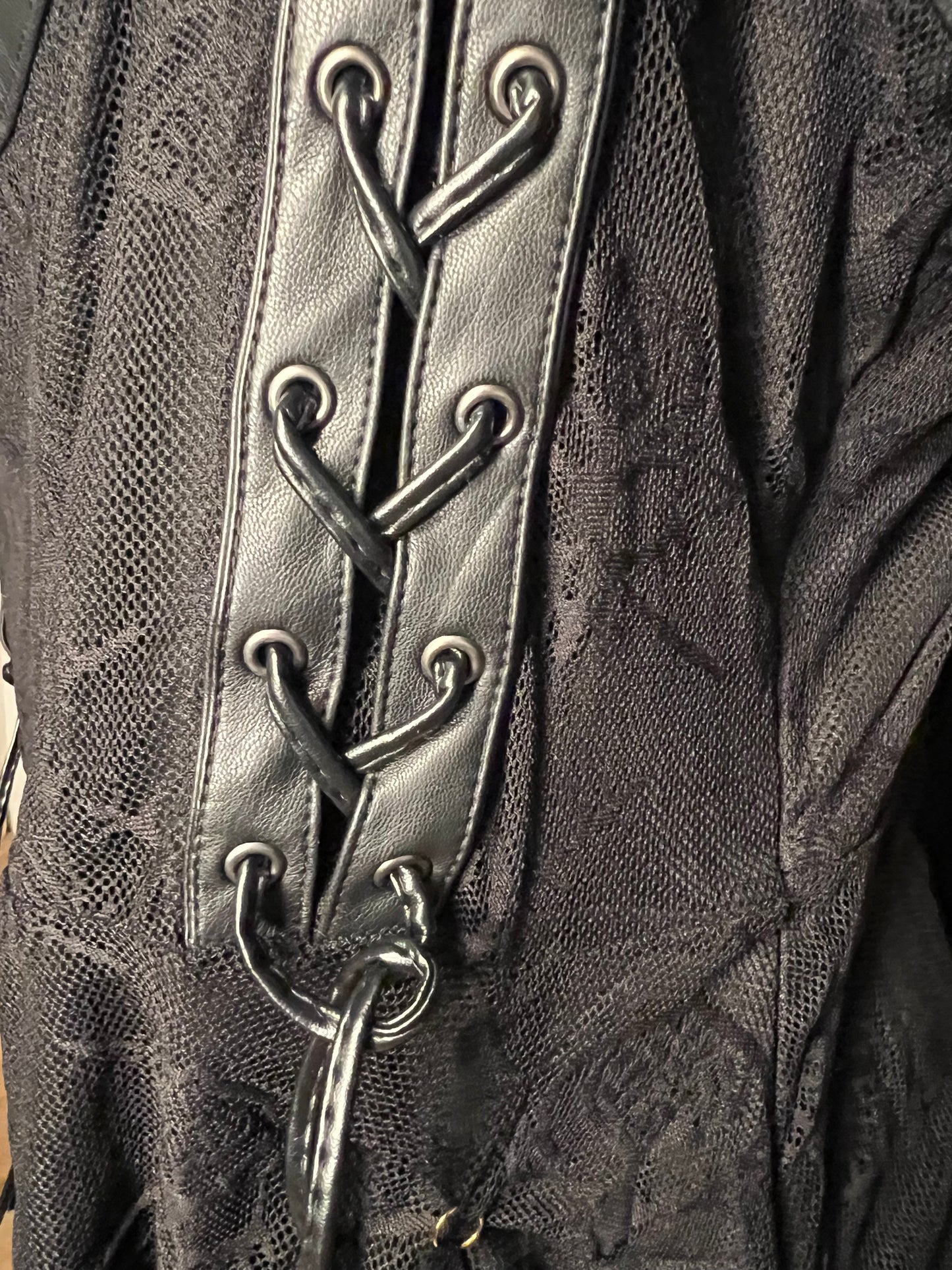 Sara's Choice: Killstar – Träger Kleid Kunstleder Spitze schwarz| Gr. XXL 46 48 | Dark Alternative