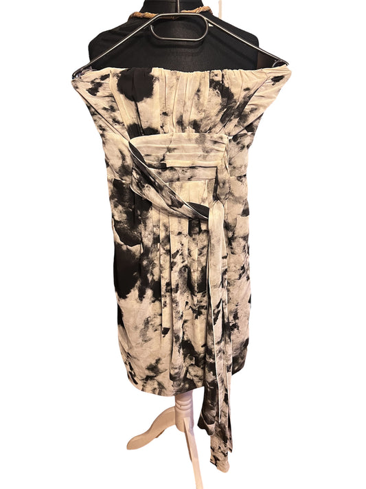Samsøe Hanni Partykleid 32 34 XS XXS Schulterfrei Batik Kleid Schwarz Grau Chiffon Dark Gothic