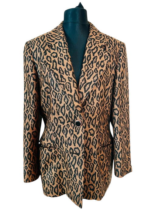 Givenchy Vintage Blazer M 90er Leo Braun Schwarz Animal