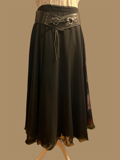 Vintage Hermann Lange Collection Rock | Schwarz, Lang, Glitzersaum | Made in West Germany | M 38 40