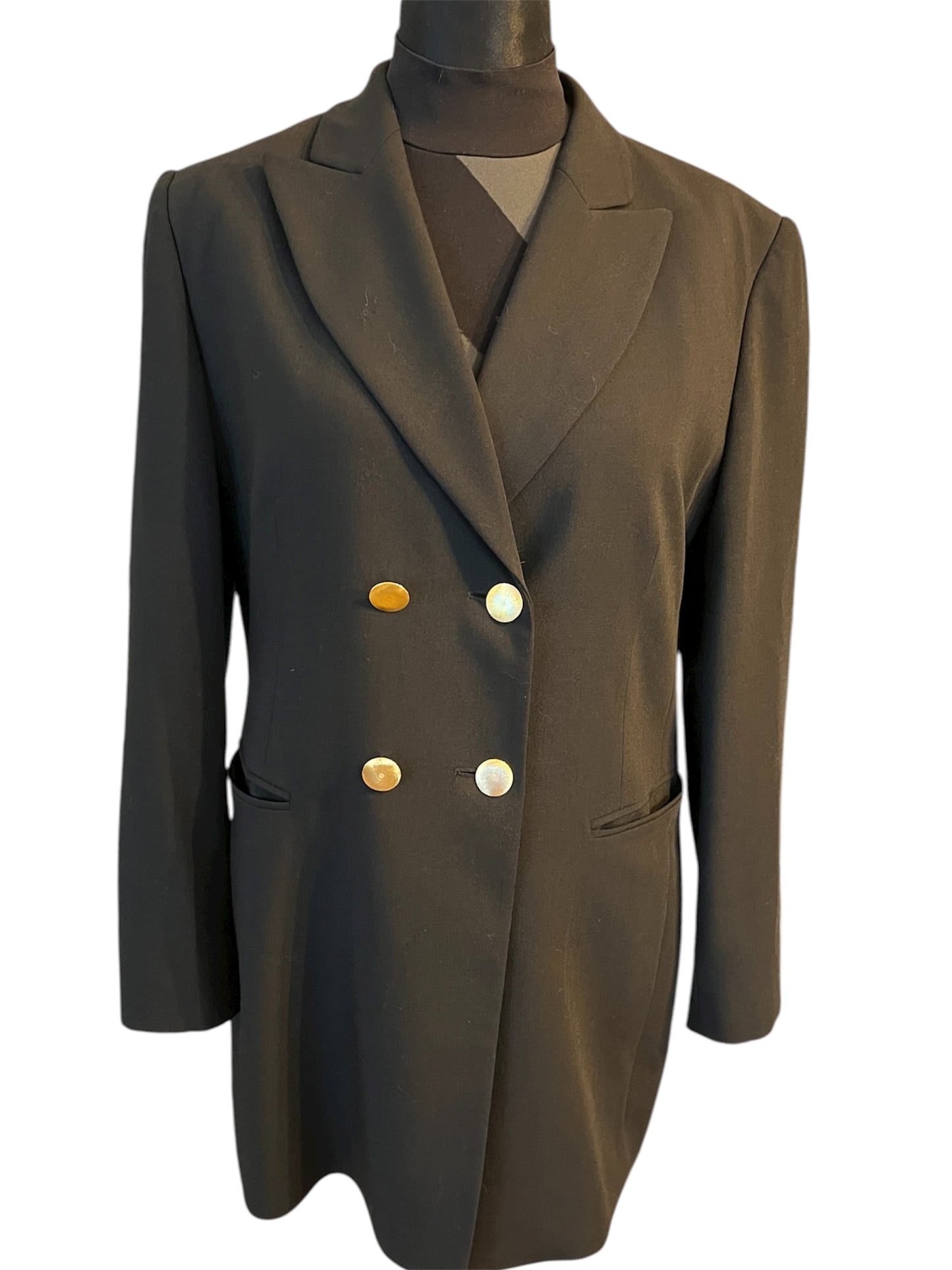 Rosner Vintage Blazer „Domingo“ Schwarz mit Goldknöpfen | Oversized 80s Style | Gr. 38