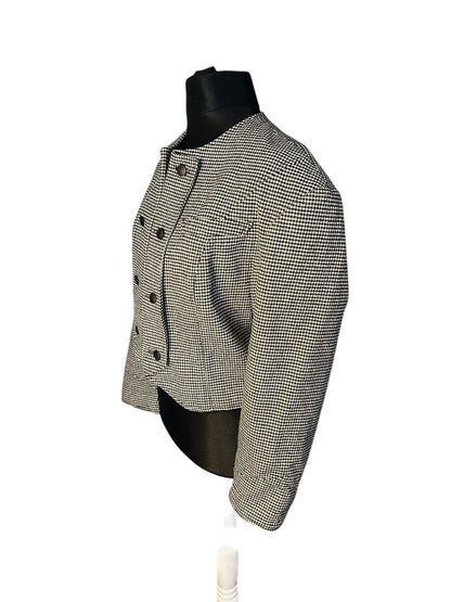 Midway Clothing Co. Vintage Kurzblazer 36 38 S Hahnentritt Schwarz Weiss 80s Oversize Wolle