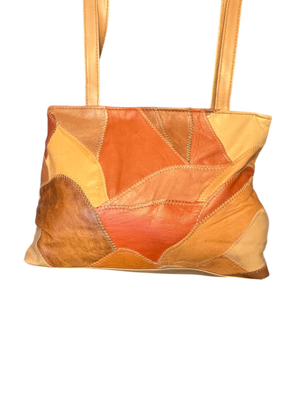 Vintage y2k Patchwork Tasche Braun/Beige – Stefano – Schultertasche – 31×21 cm