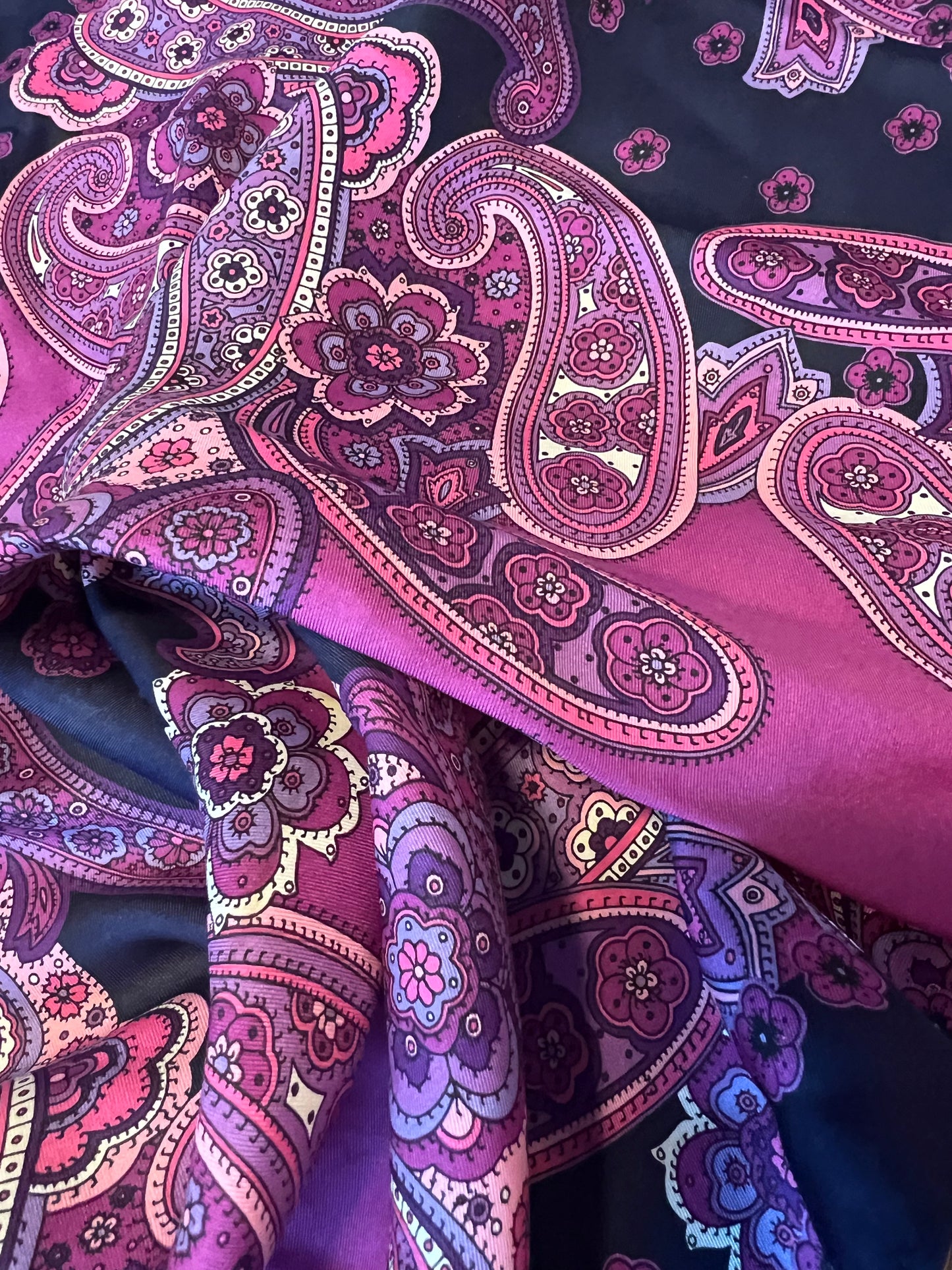 Vintage Jammers & Leufgen Seidentuch lila pink Paisley JL 52x52 cm 80s 90s y2k Tuch