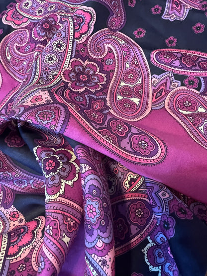 Vintage Jammers & Leufgen Seidentuch lila pink Paisley JL 52x52 cm 80s 90s y2k Tuch