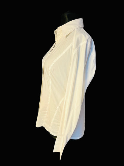 Riani Bluse Damen 40 M Weiß Tailliert Clean Minimalist Premium Basic y2k Old Money