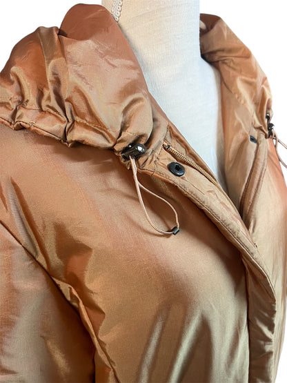 Vintage Winterjacke Damen Gr 44 , THEA 42 Plus, Kupfer/Gold, Kapuze, Y2K/90s