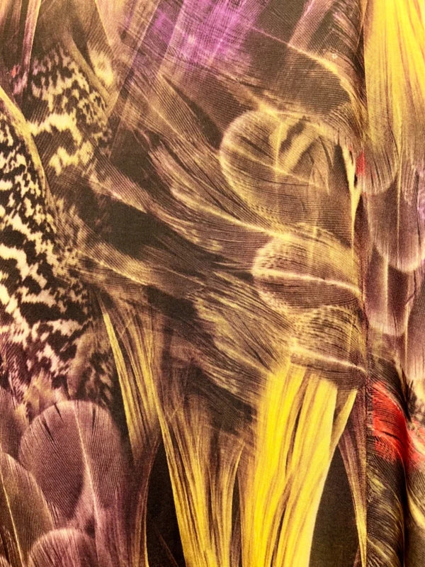 Y2K Vintage Kleid S 36 One Shoulder | Trompetenärmel & Metallschlange | Bunt & Transparent | Snake