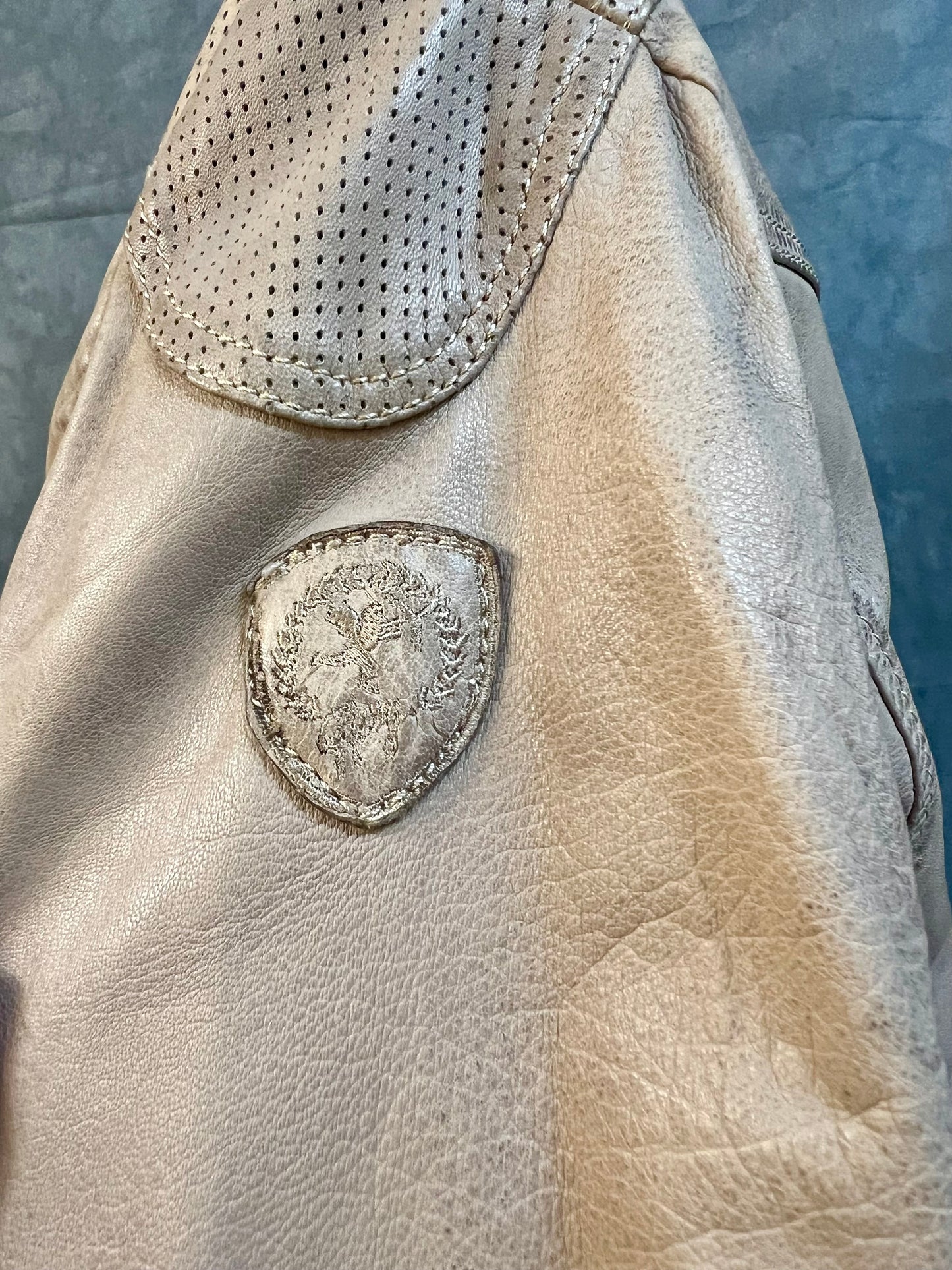 Gipsy Mauritius Lederjacke Damen Gr. S – 100% Echtleder – Blazer-Biker Mix – Beige Used Look