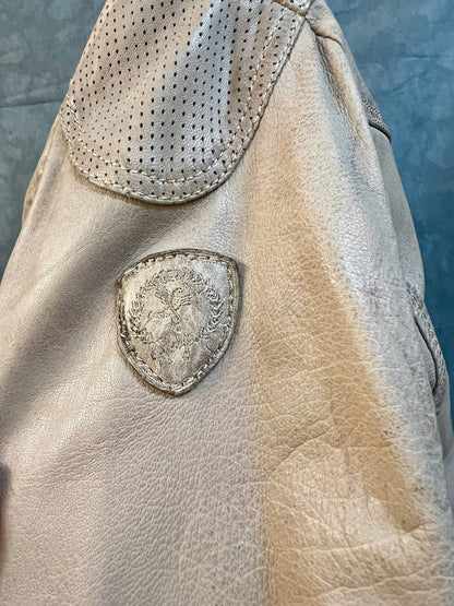Gipsy Mauritius Lederjacke Damen Gr. S – 100% Echtleder – Blazer-Biker Mix – Beige Used Look