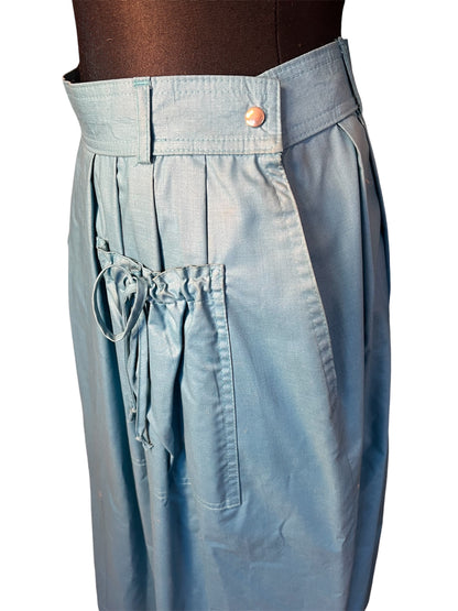 Vintage 90s Rock Petrol ALinie Falten Schleifen Lodenfrey Baumwolle Gr 38 / 40 High Waist