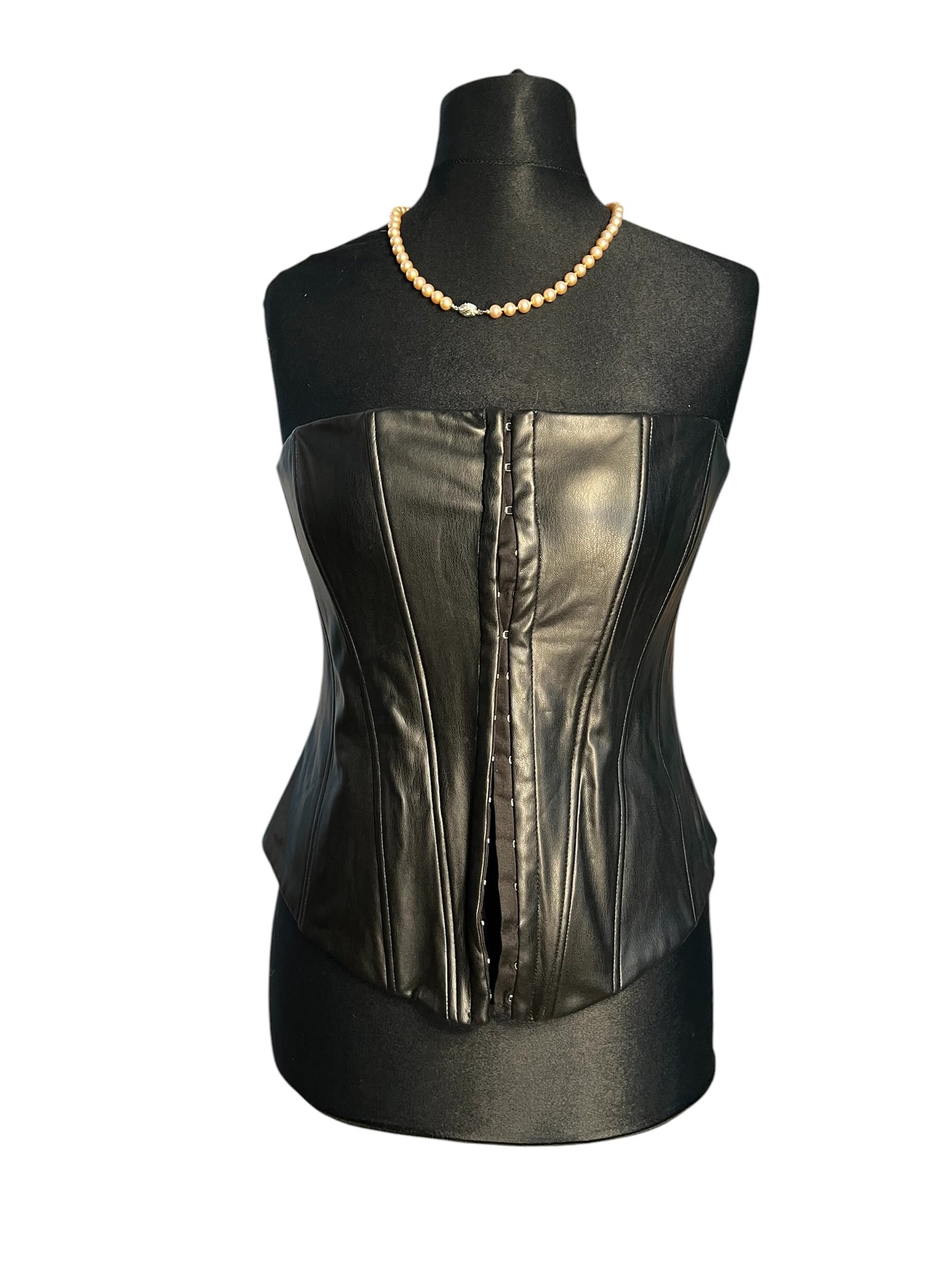 Sara's Choice: Zara – Korsage Top Kunstleder | Gr. L 40 42  | Dark Alternative