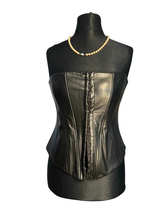 Sara's Choice: Zara – Korsage Top Kunstleder | Gr. L 40 42  | Dark Alternative