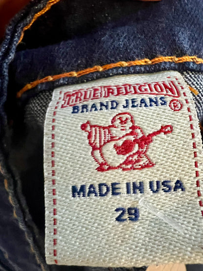 True Religion Jeansrock – Dunkelblau Denim Midi – Gehschlitz hinten – W29 / DE 38 - 40