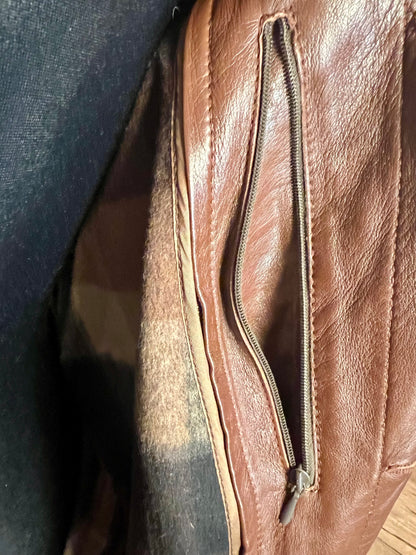 Vintage Ledermantel Cognac Braun Lang | Echtleder Mantel mit Gürtel | Gr. 40 - 42 / M 48 | 90s Retro Trench Mantel Unisex