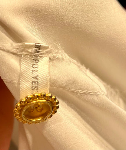 Vintage Alexander Bluse Gr. 42 | Weiß mit Gelben Details & Goldknöpfen | 80s Retro Statement Piece