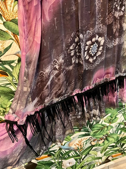 Y2K Vintage Kleid Best Time Gr. 36 | Kurz & luftig | Volants Schwarz Lila Beere S