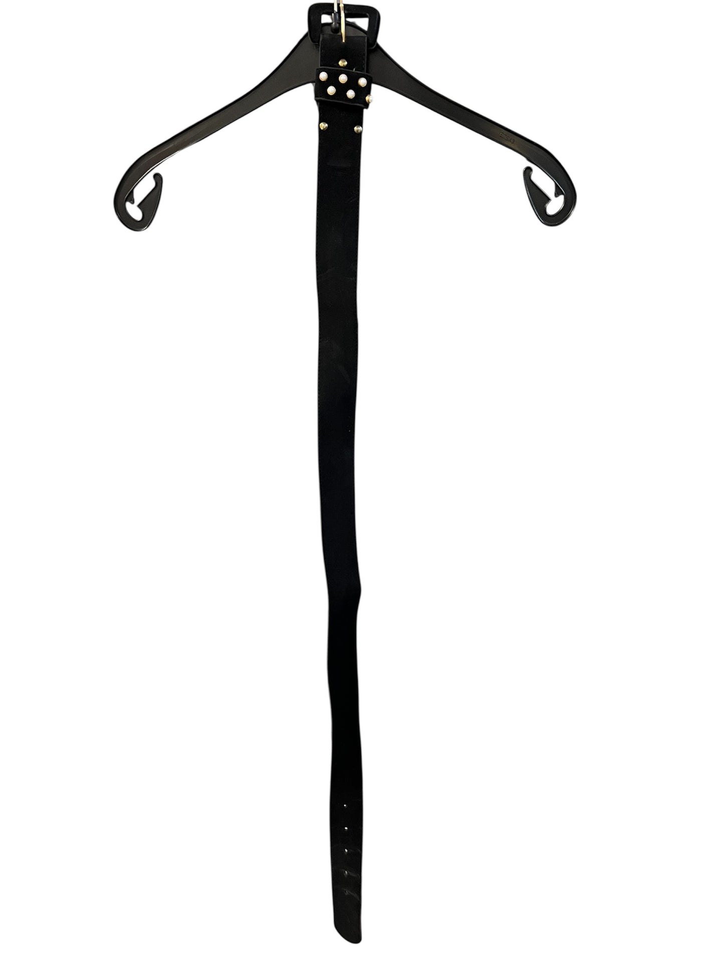 Vintage Samt Gürtel Schwarz mit Perlen & Gold Details – 90s / Y2K Statement Belt ca. 90 cm