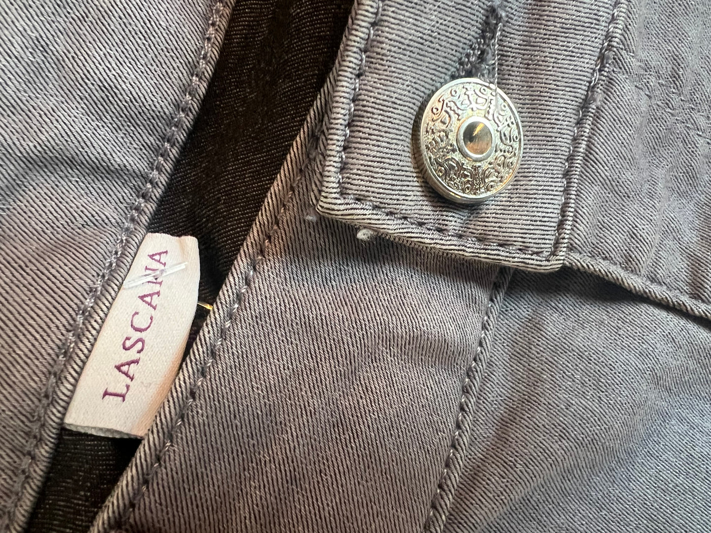 Lascana Jeans grau Schnürung Bein Gr. 38 40 Skinny Lace Up Y2K