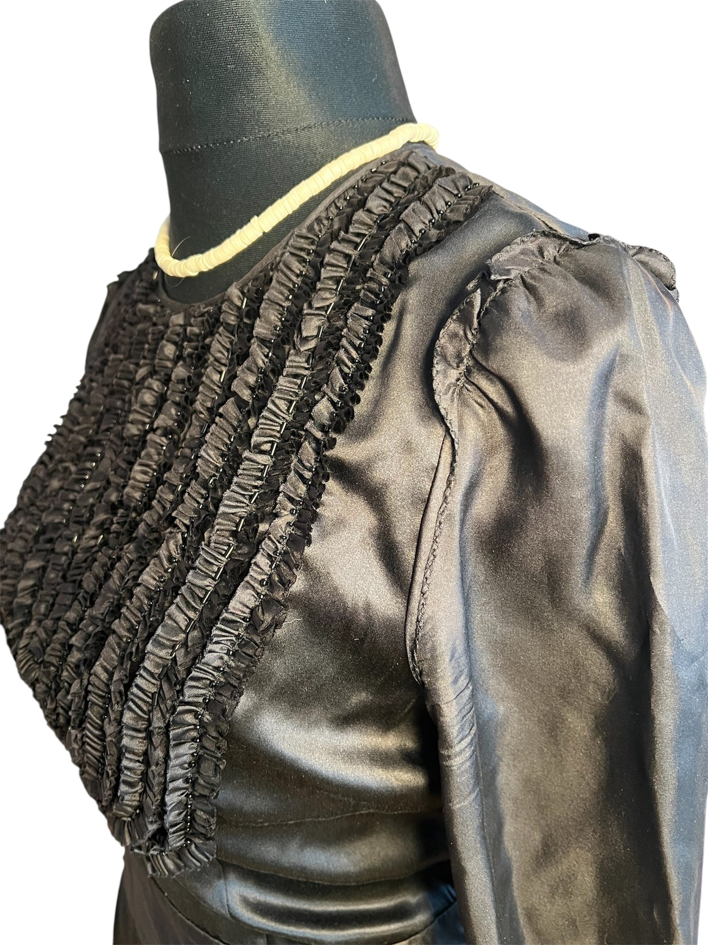 Vintage Kleid By Malene Birger Gr. 38 Elinoa 100 % Seide Schwarz Perlen Knöpfe Taillengürtel