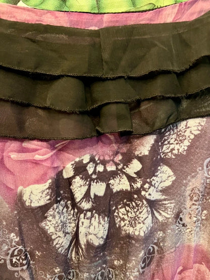 Y2K Vintage Kleid Best Time Gr. 36 | Kurz & luftig | Volants Schwarz Lila Beere S