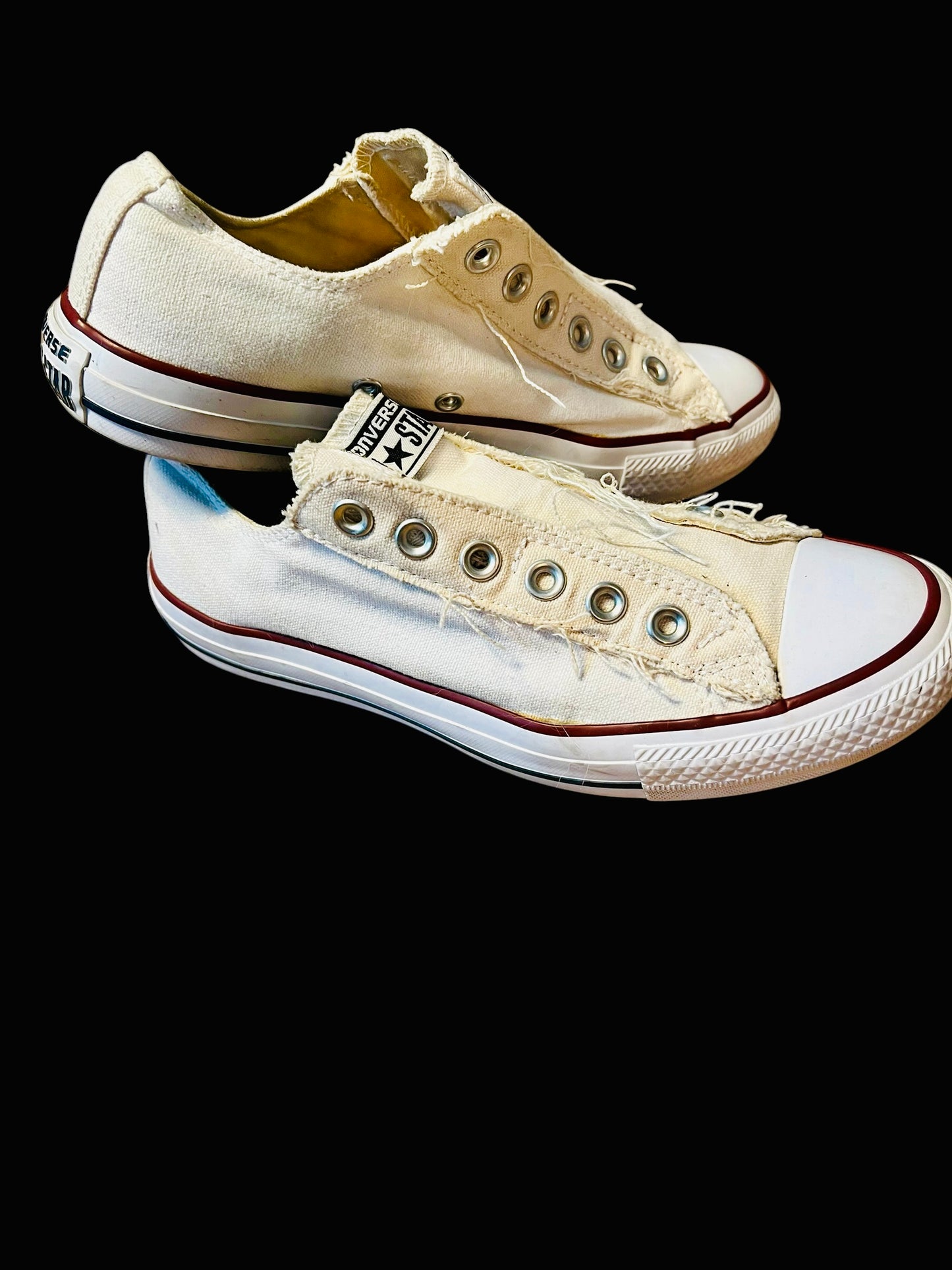 Converse Chuck Taylor Low Turnschuhe 38 Creme Offwhite Canvas Vintage Distressed Look Sneaker
