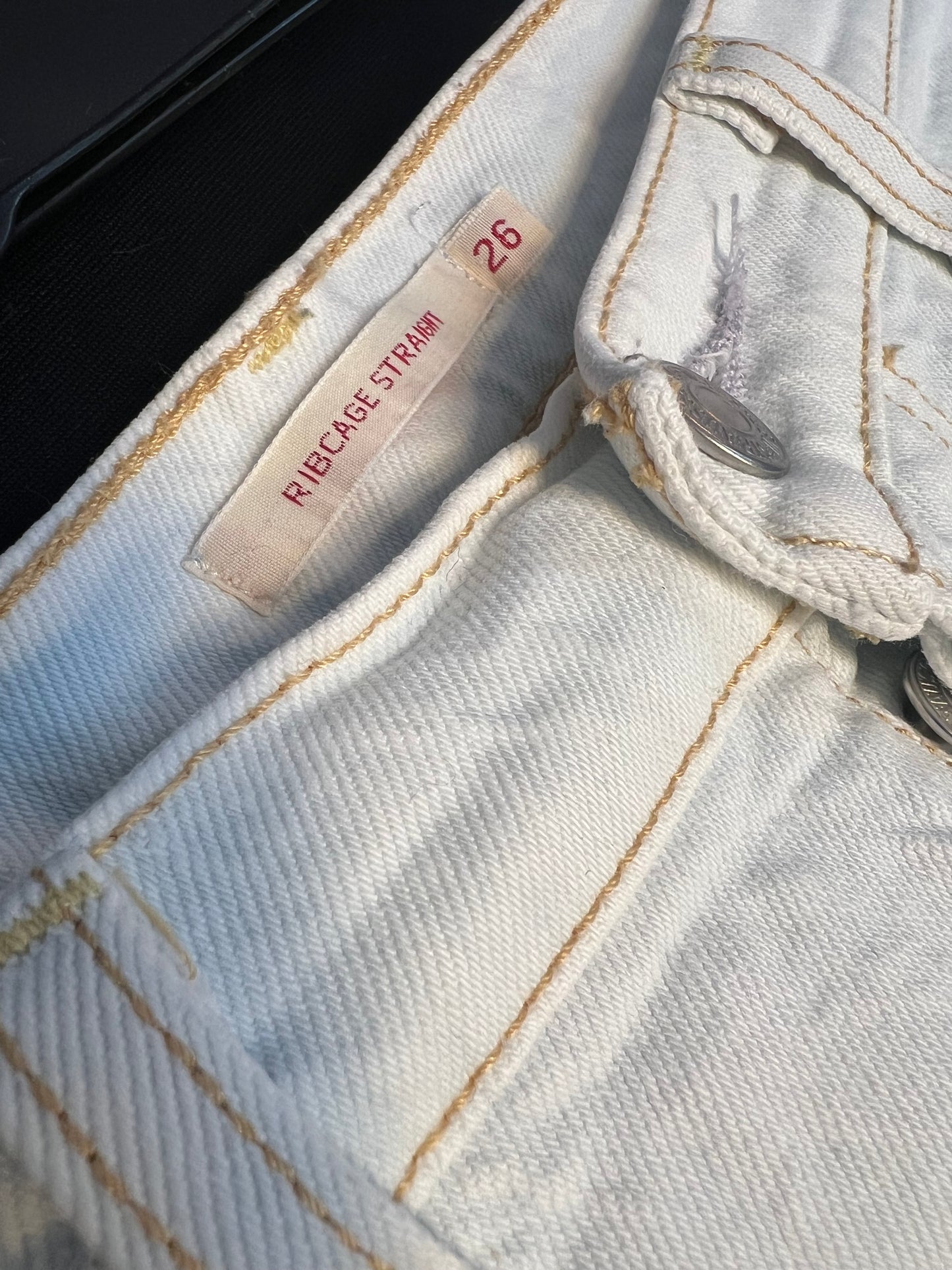 Levi's Ribcage Straight Ankle W26 L29 hellblau weiss Raw Hem 72693 High Waist Gr XS / 34 Levi Levis