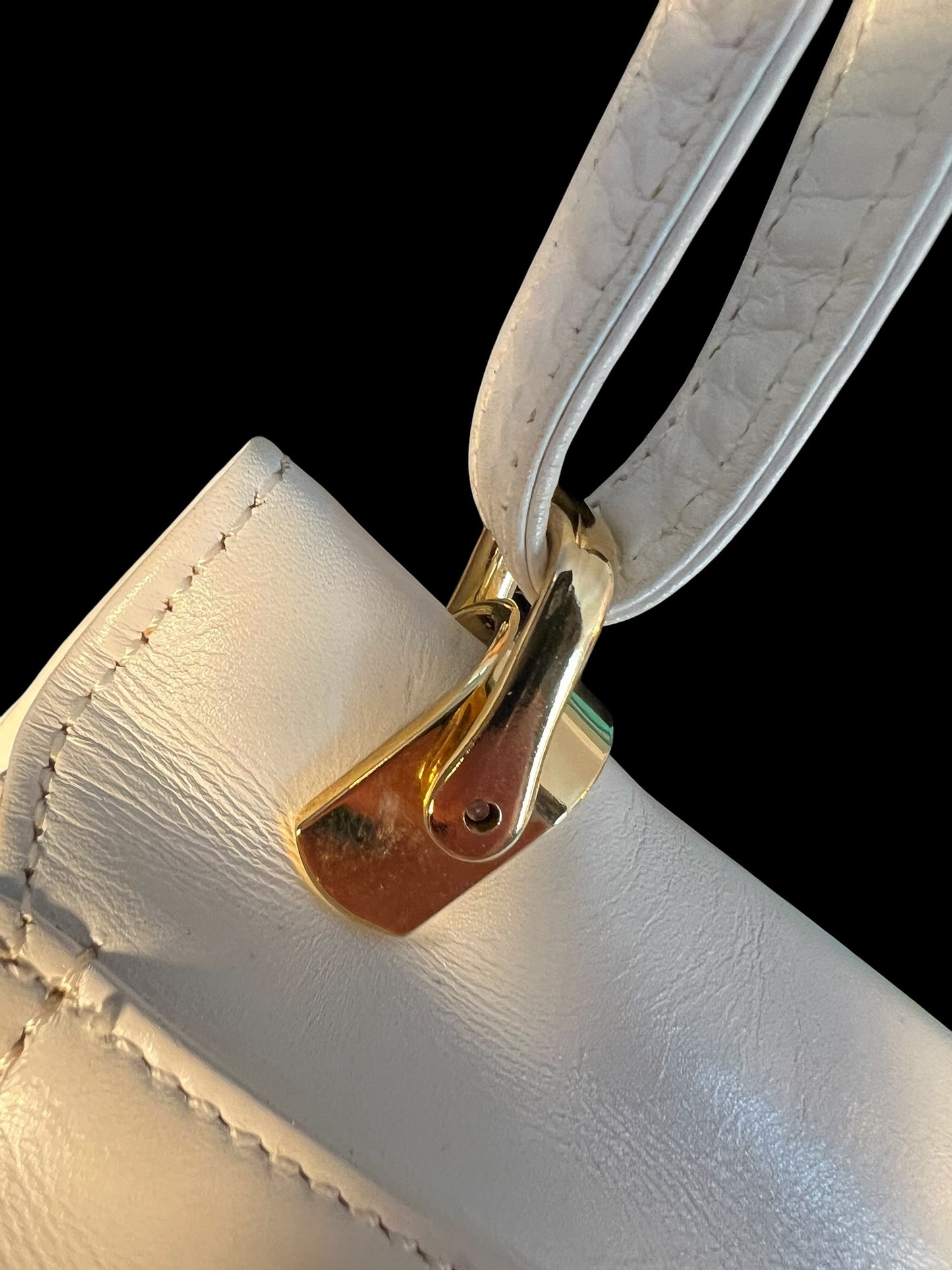 Medici Vintage Leder Tasche 80s Weiß Gold Wappenlogo West Germany Schultertasche Old Money Bag