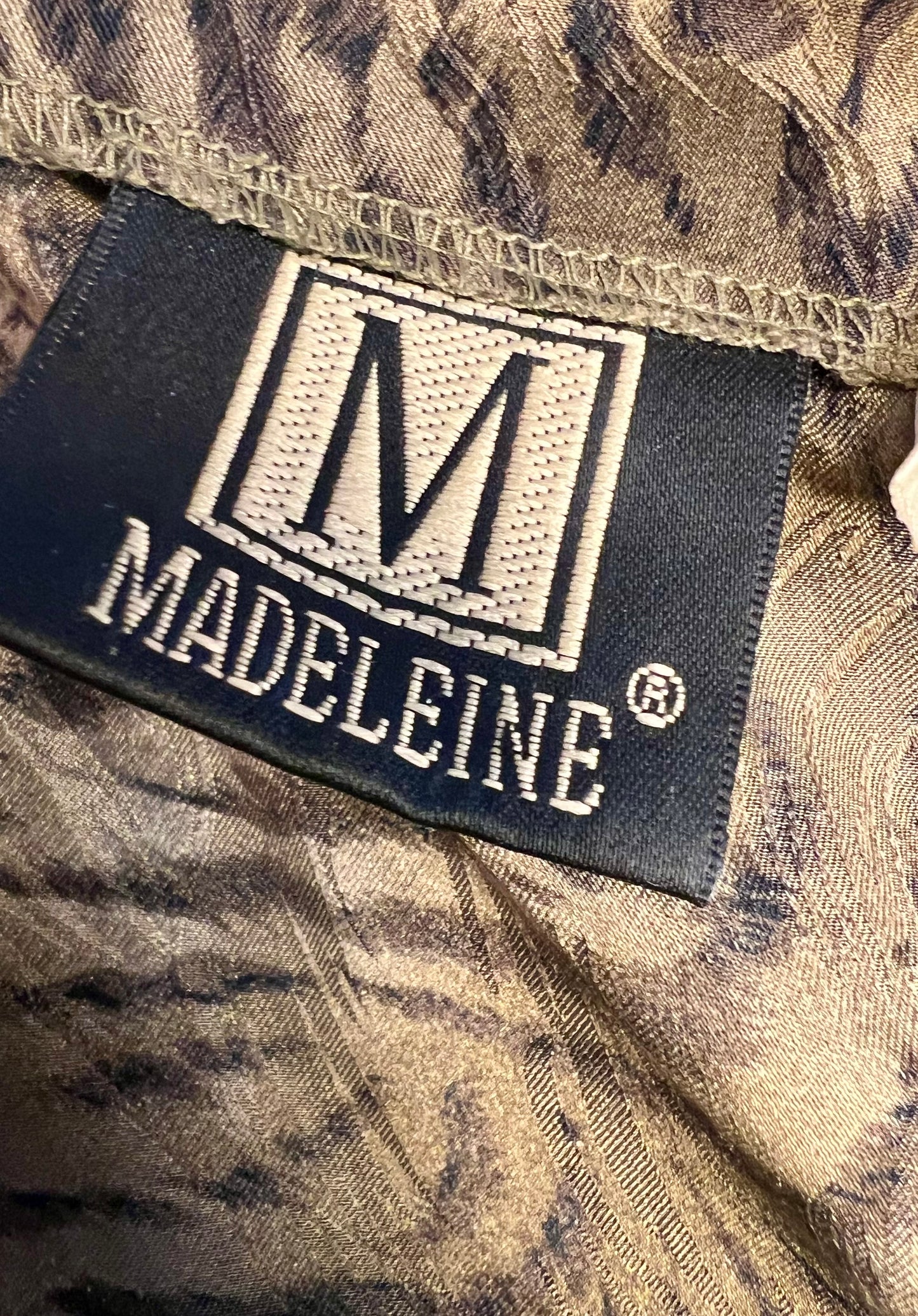 Vintage Blusenshirt Seide Leo Tiger Print Madeleine Gr 42 + Schal , 90s Y2K Animal Print