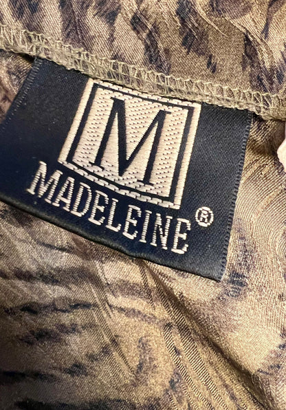 Vintage Blusenshirt Seide Leo Tiger Print Madeleine Gr 42 + Schal , 90s Y2K Animal Print