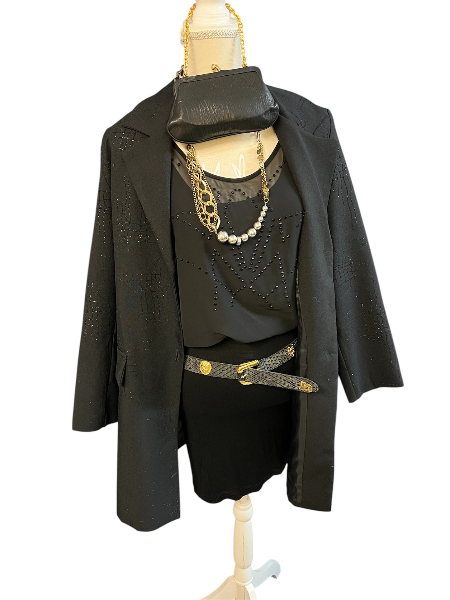 Vintage Statement-Kette | 90s / Y2K | mehrlagig | Gold & Silber | auffällig | ca. 40 cm