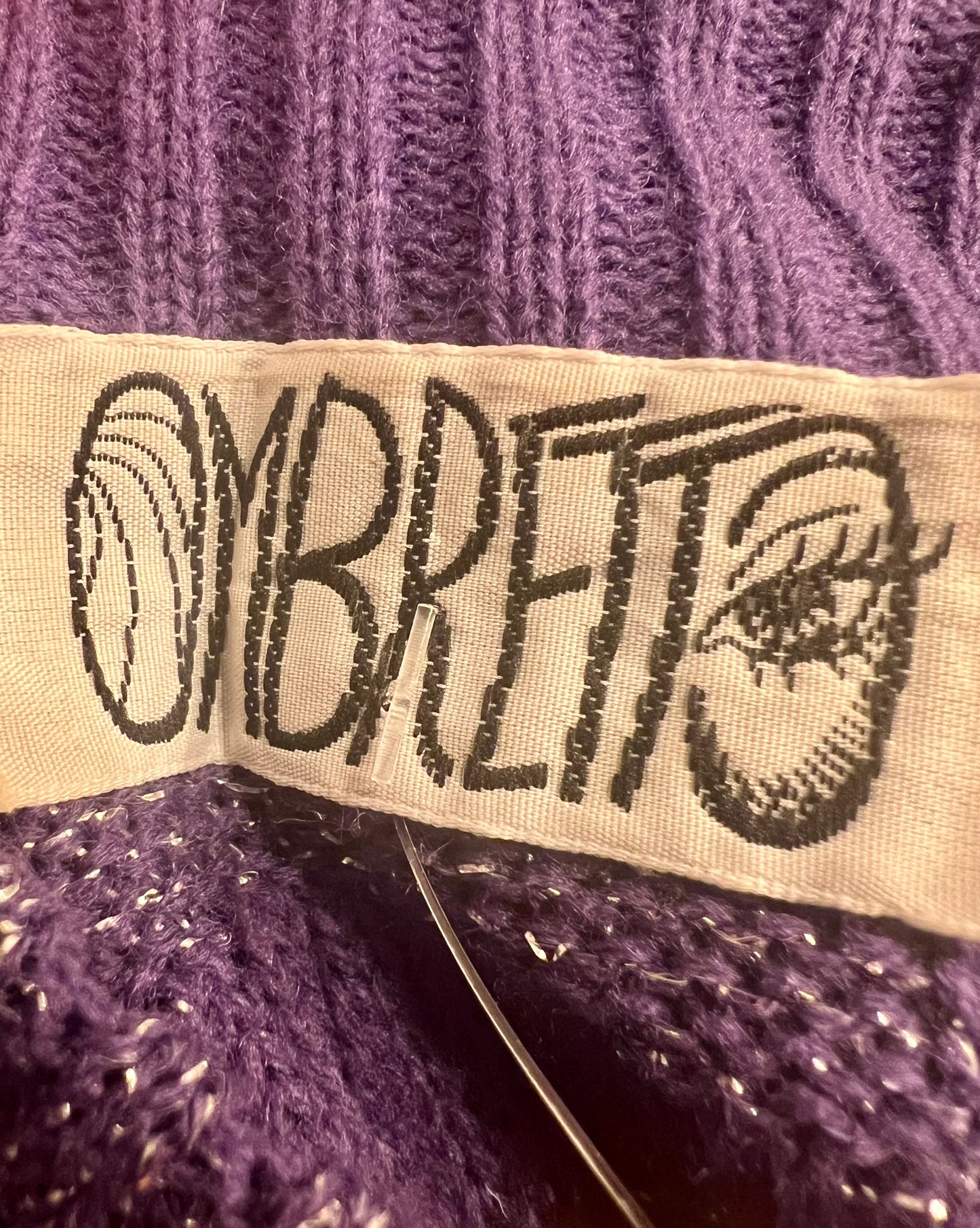 Vintage Glitzer Pullover Ombretto – Lila – Gr. M (38/40) 90s 80s Wolle