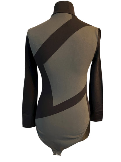 Wolford Vintage Body Gr. L – 90s 2000s Made in Austria – Schwarz Grau Langarm – Designer Minimalism