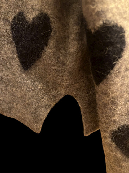 AllSaints Herz Pullover Grau | Wolle & Alpaka | L Oversize | Neupreis 225 € | Top Zustand