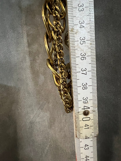 Vintage Statement-Kette | 90s / Y2K | mehrlagig | Gold & Silber | auffällig | ca. 40 cm