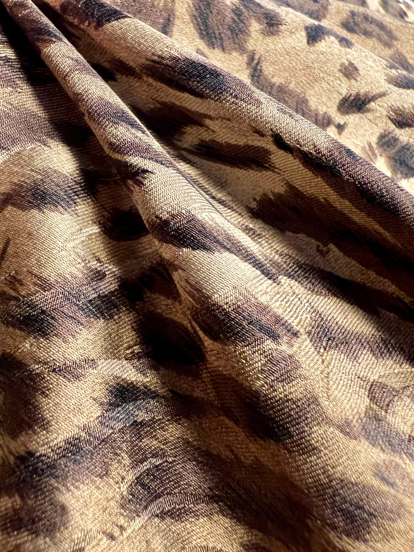 Vintage Blusenshirt Seide Leo Tiger Print Madeleine Gr 42 + Schal , 90s Y2K Animal Print