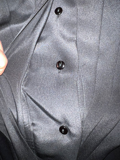 Vintage Alexander Bluse Gr. 40 80er | Schwarz | High Neck | Dark Fashion Statement