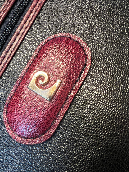 Vintage Pierre Cardin Kulturtasche Leder schwarz weinrot Herren Tasche Reise Kosmetik 80s 90s