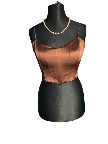 Sara's Choice: Zara – Korsagen Top braun| Gr. 36 38 M | Dark Alternative