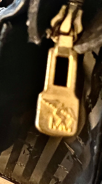 Vintage Mollerus Tasche Modell 624390 • Schwarz/Gold • Logo Emblem • Große Schultertasche