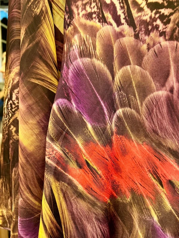 Y2K Vintage Kleid S 36 One Shoulder | Trompetenärmel & Metallschlange | Bunt & Transparent | Snake