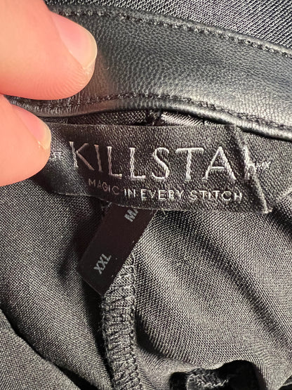 Sara's Choice: Killstar – Träger Kleid Kunstleder Spitze schwarz| Gr. XXL 46 48 | Dark Alternative
